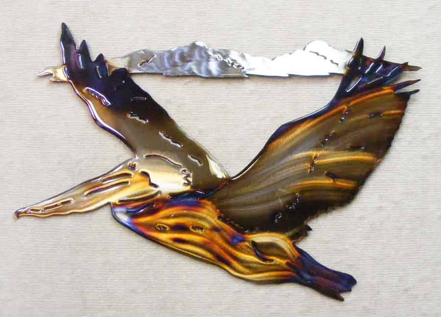 Pelican Flying Circle D Metal Art